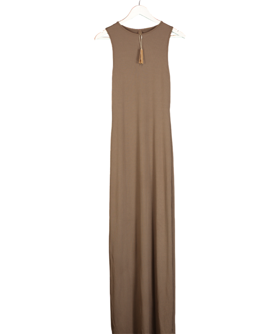SKIMS Brown Ribbed Sleeveless Maxi Dress UK XL