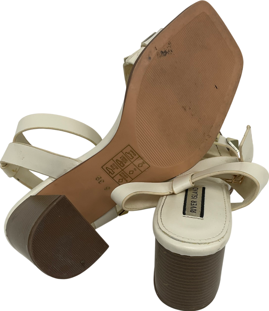 River Island Cream Gold Stud Strappy Sandal UK 6 EU 39 👠