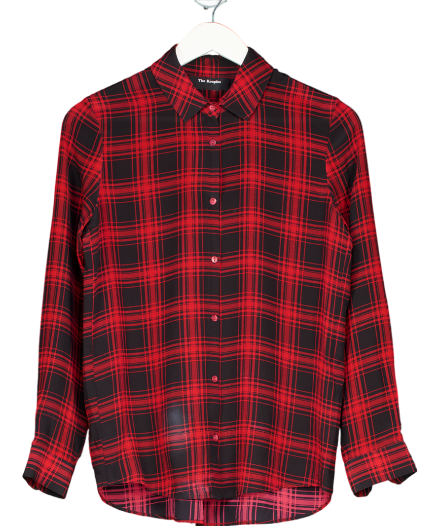 The Kooples Red And Black Checkered Shirt UK XXS