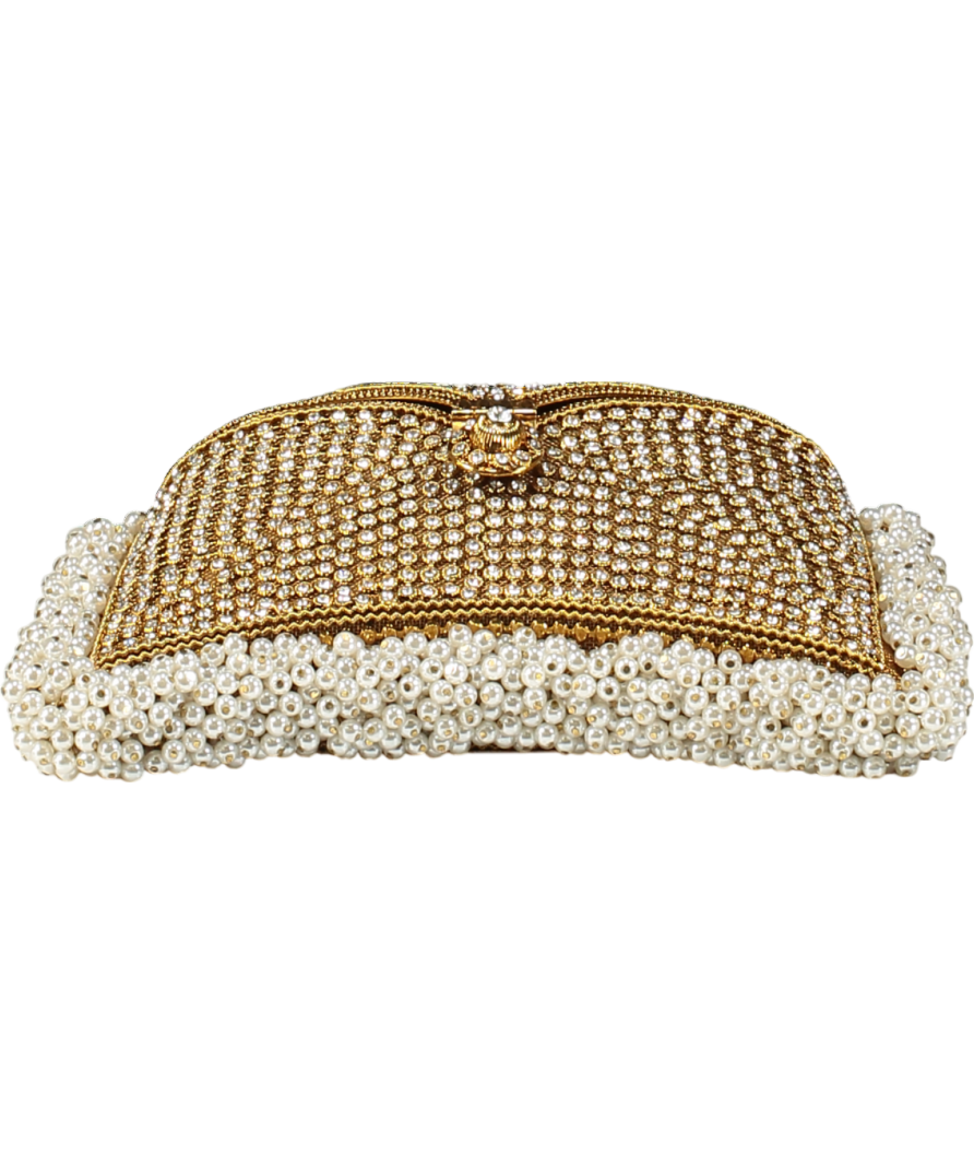mae cassidy Metallic All That Glitters" Zeenat Crystal Clutch Bag Golden Splendour