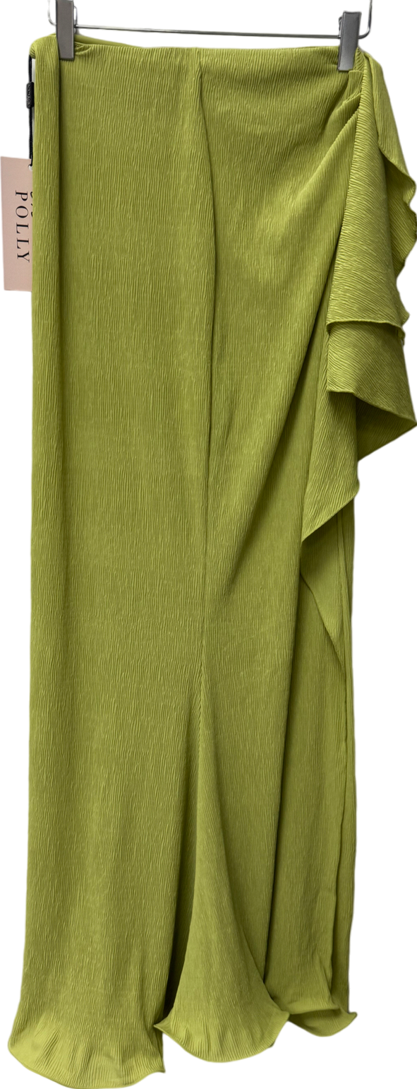 Oh Polly Ruffle-trim Maxi Skirt In Olive Green UK 8