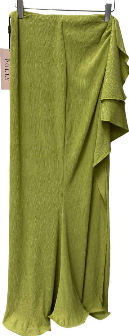 Oh Polly Ruffle-trim Maxi Skirt In Olive Green UK 8