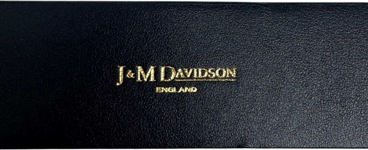 J&M Davidson Black Leather Gold Buckle Belt UK M