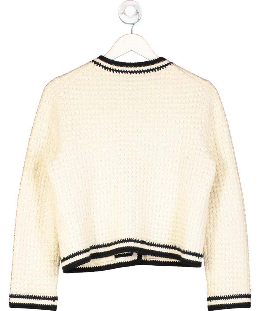 ME+EM Cream Heavy Cotton Cardigan With Contrast Trim UK S