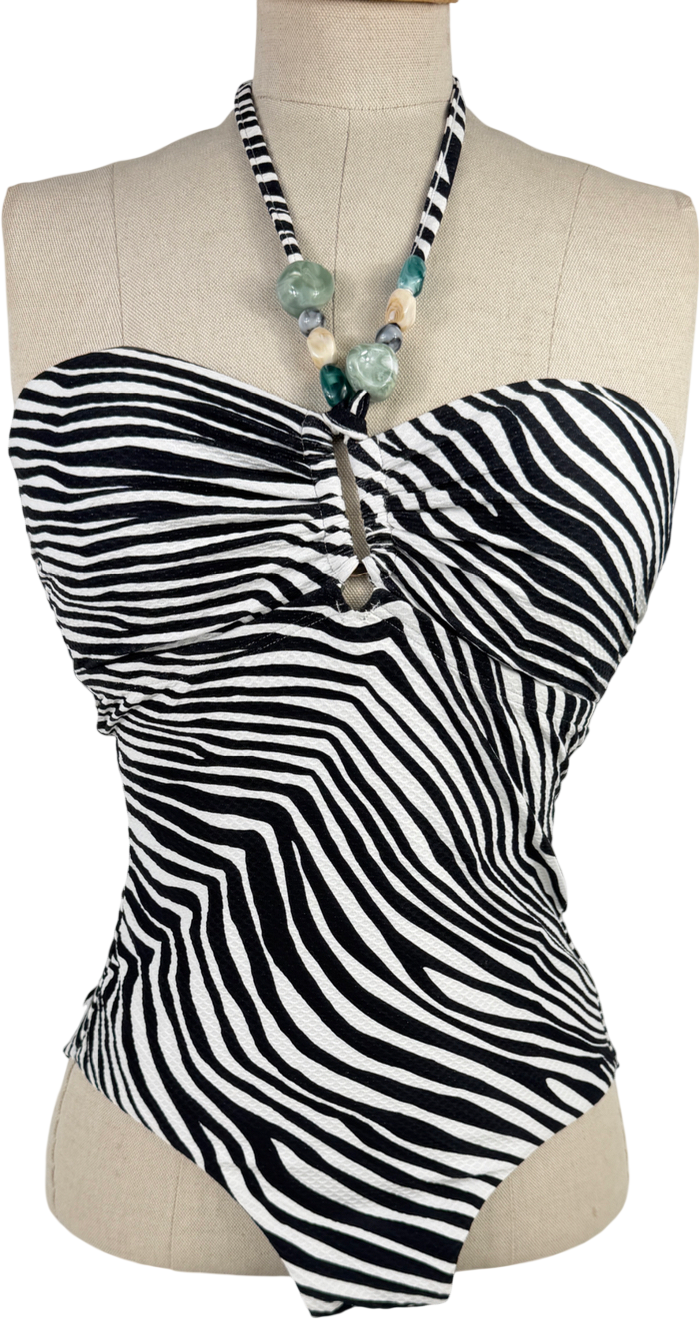 Sea level Black Zebralis Ring Bandeau One Piece UK 10