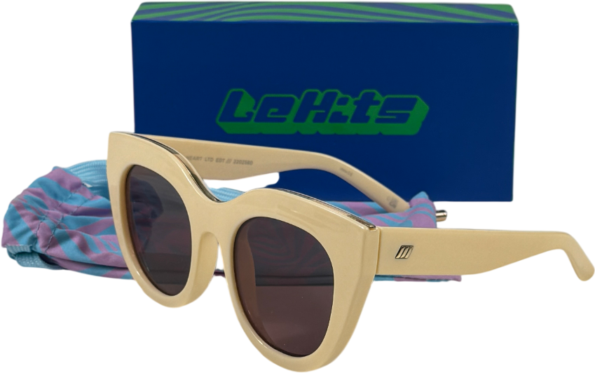 LE SPECS Cream Air Heart Cat-eye Sunglasses