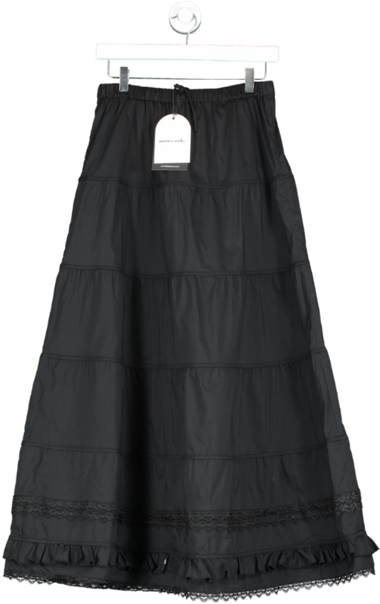 Mistress Rocks Black Panelled Maxi Skirt UK S