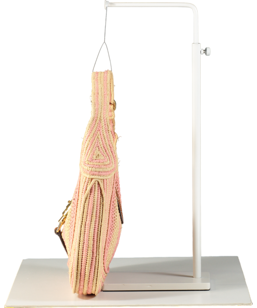Gucci Raffia Woven Striped Small Jackie 1961 Hobo Pink / Natural Shoulder / crossbody bag