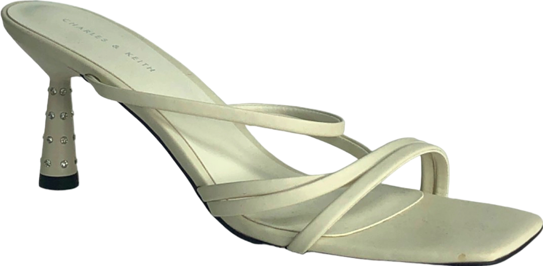 Charles & Keith White Strappy Heeled Sandals UK 6