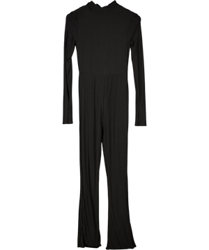 Club L Elevated Black High-neck Slim-leg Jumpsuit With Long Sleeves UK 8