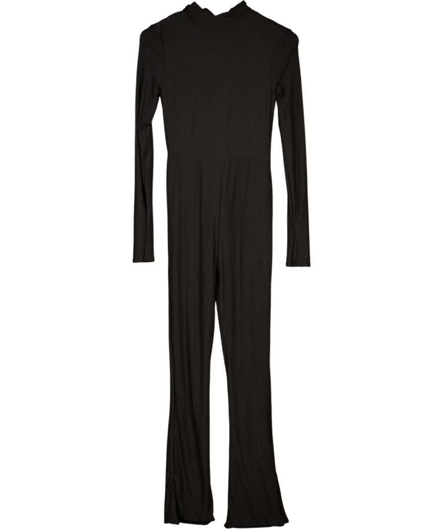 Club L Elevated Black High-neck Slim-leg Jumpsuit With Long Sleeves UK 8