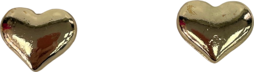 Gold Puffy Heart Stud Earrings