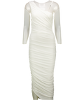 Club L White One Shoulder Asymmetric Ruched Midi Dress UK 8