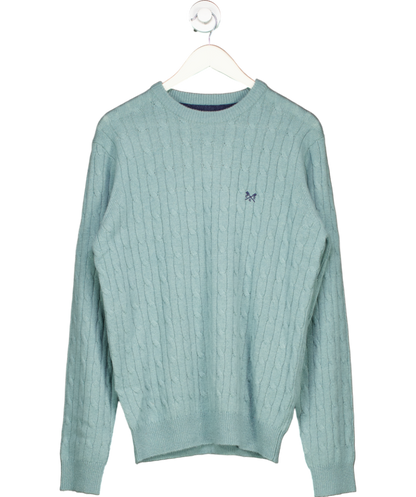 Crew Clothing Green Aqua Lambswool Rich Cable Crew Neck Jumper UK M