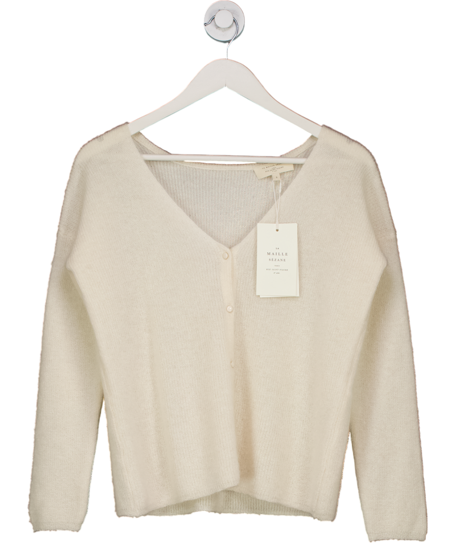Sezane Cream Ivory Convertible Sweater / Cardigan Barry Alpaca Cardigan UK S