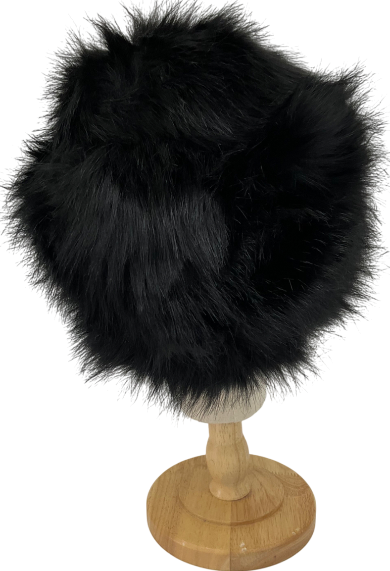 Black Faux Fur Hat One Size
