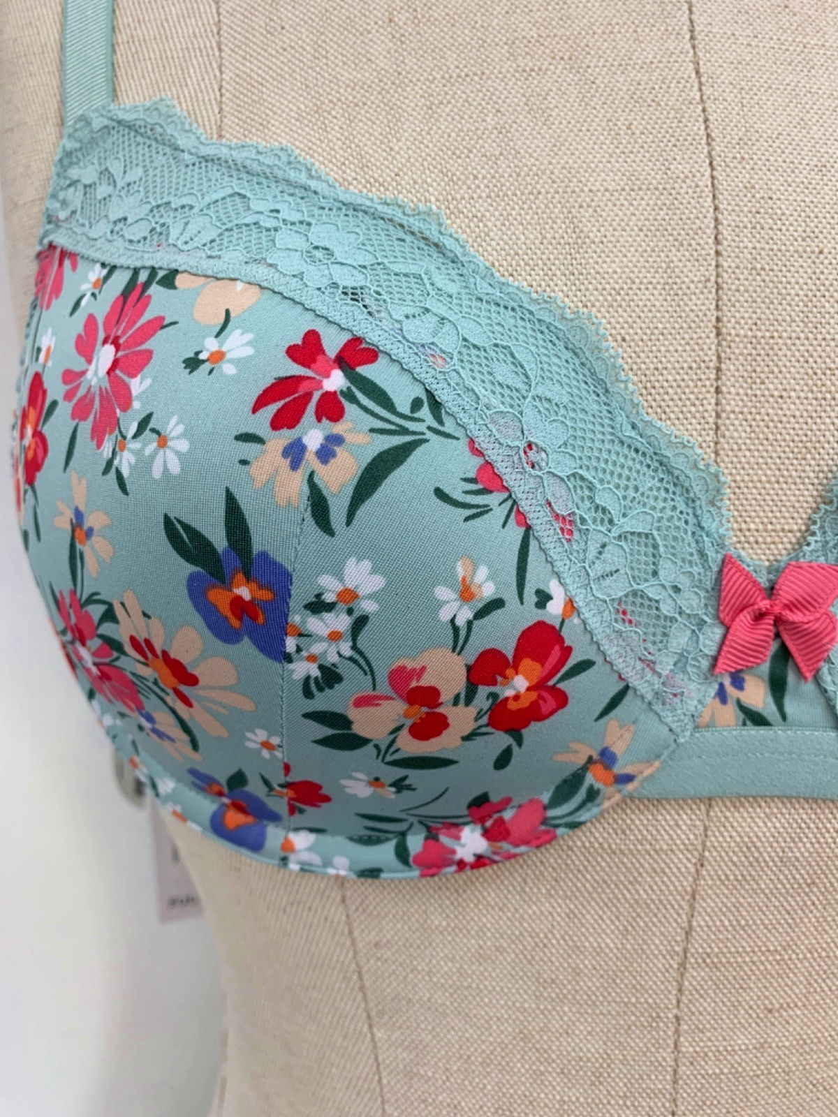 M&S Mint Floral Full Cup Bra With Lace Trim 34B