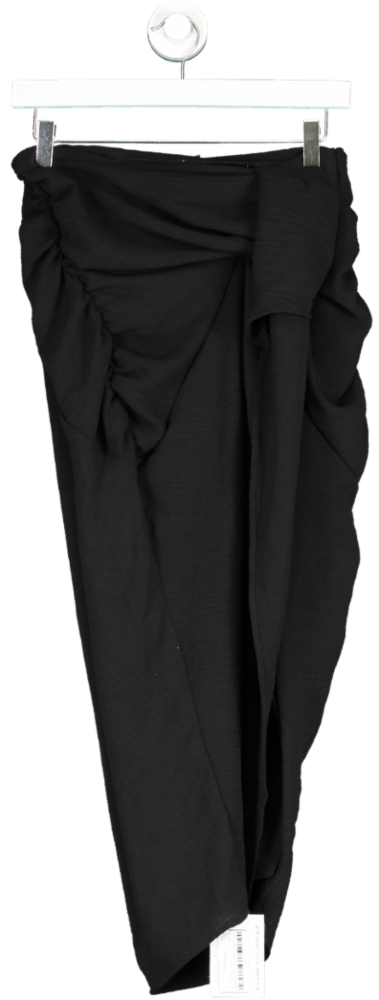 Nasty Gal Black Drape Midi Skirt UK 6