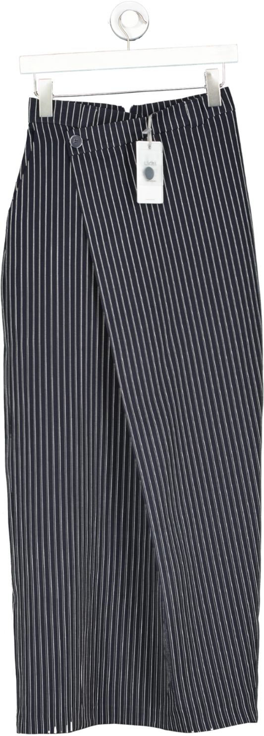 Lichi Blue Slim-striped Wrap Maxi Skirt UK XS
