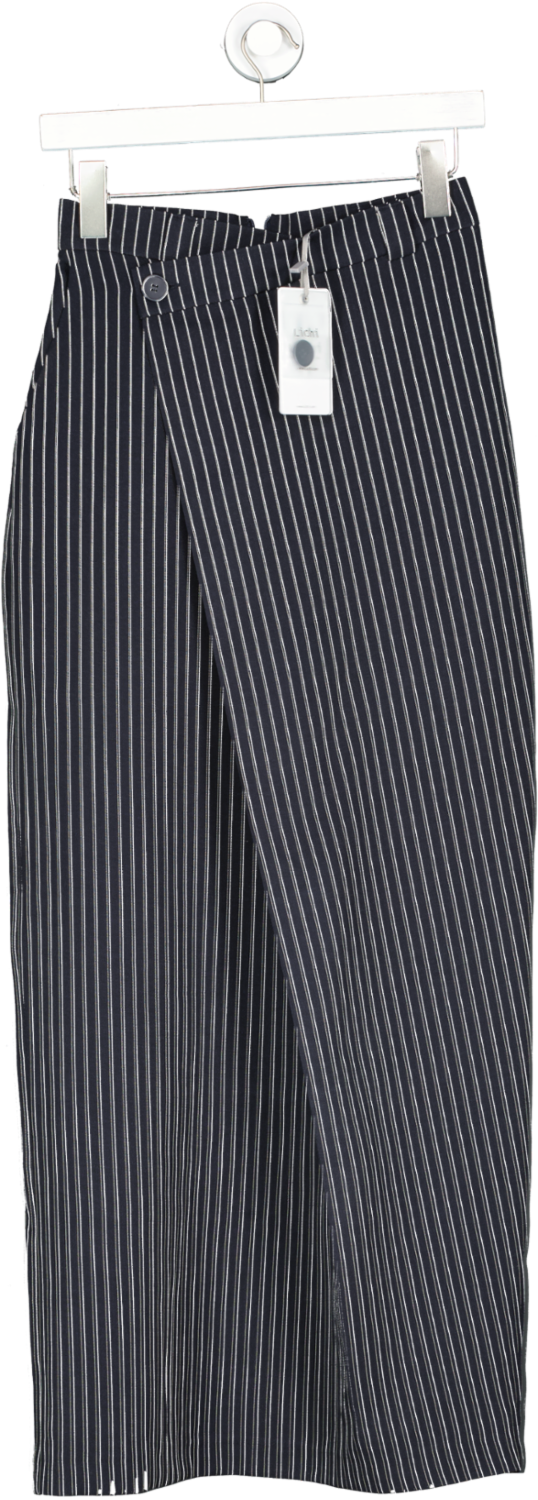 Lichi Blue Slim-striped Wrap Maxi Skirt UK XS