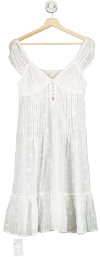 Anthropologie White Lace-Up Bodice Midi Dress Size M