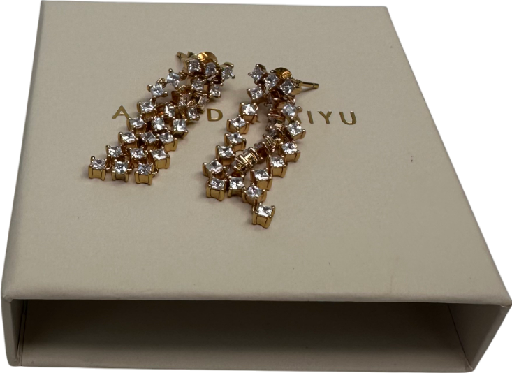 Astrid & Miyu Cosmic Star 18ct gold-plated brass and cubic zirconia drop earrings