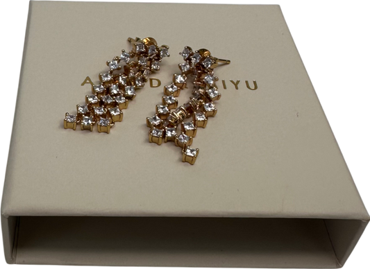 Astrid & Miyu Cosmic Star 18ct gold-plated brass and cubic zirconia drop earrings