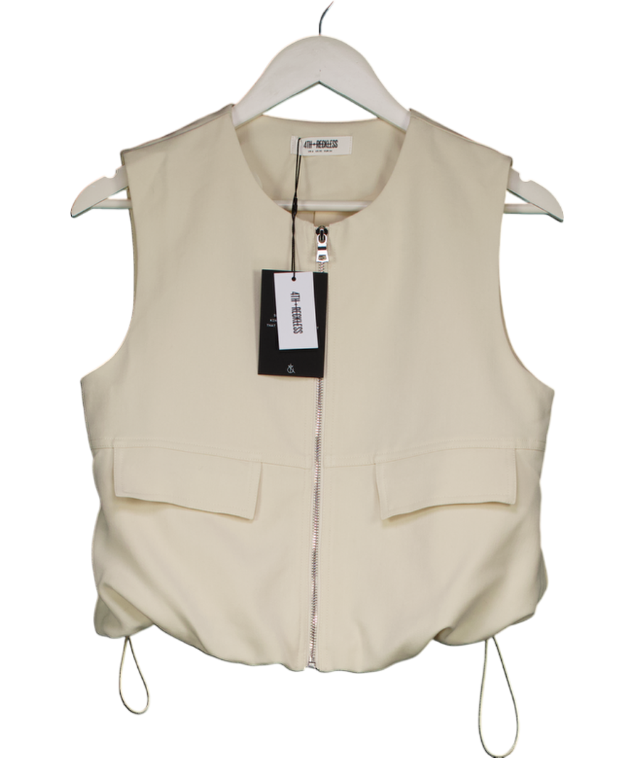 4th & Reckless Cream Drawstring Gilet- Cleo UK 6