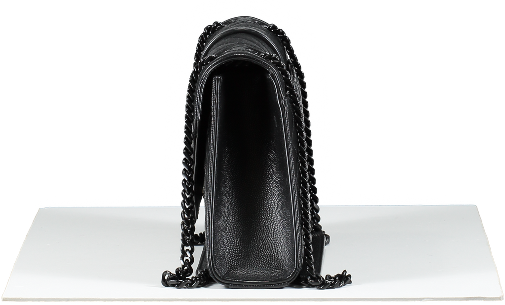 Saint Laurent Black Envelope Small Quilted Textured-leather Shoulder Bag
