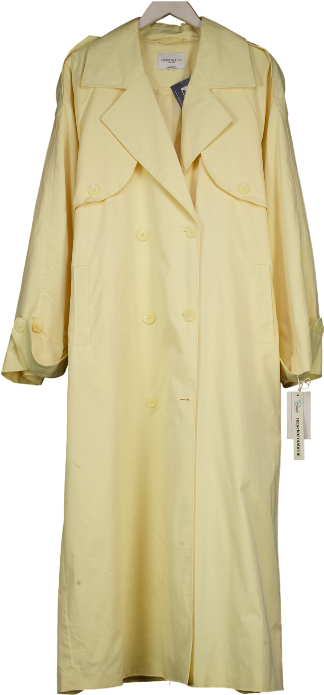 NA-KD Yellow Oversized Long Trenchcoat UK 8