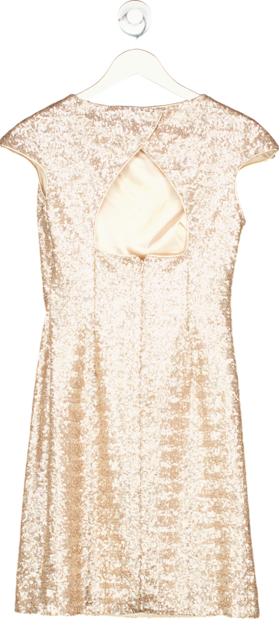 Mikael Aghal Champagne Sequin Dress UK 10