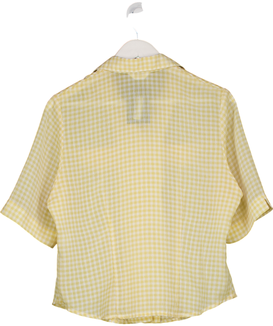Bello Regia Linen Blend Yellow Checked Shirt UK S/M