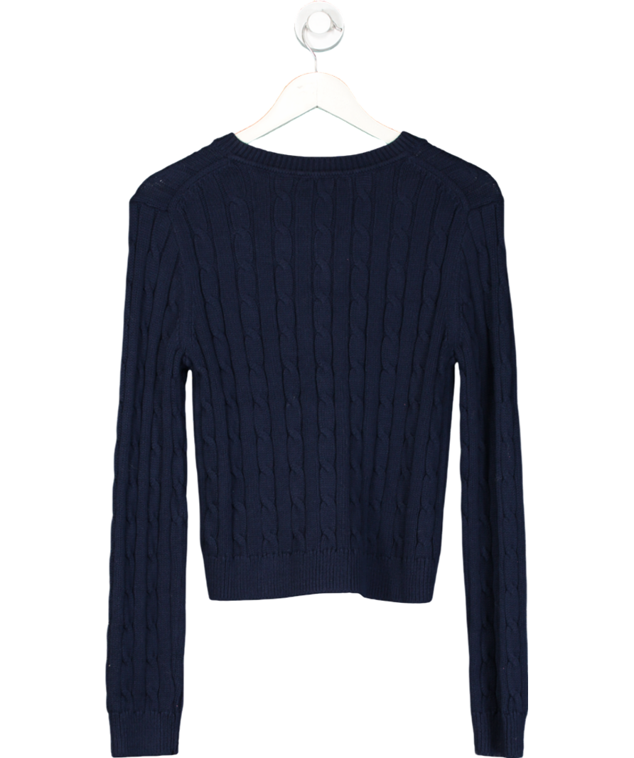 GAP Blue Classic Cable Knit V Neck Jumper UK M