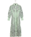 Karen Millen Green Applique Organdie Woven Midi Shirt Dress UK 6