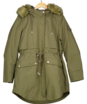 Parka London Green Caversham Long-length Faux Fur Parka Aka The Two-in-one UK M