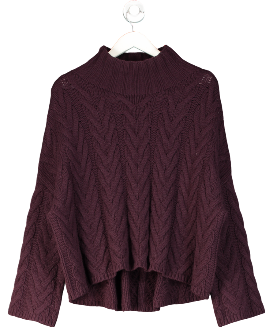 Soft Goat Mulberry Cable Knit 100% Cashmere Turtleneck Jumper UK S