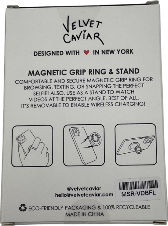 Velvet Caviar Black Magnetic Grip Ring In Vintage Rose One Size