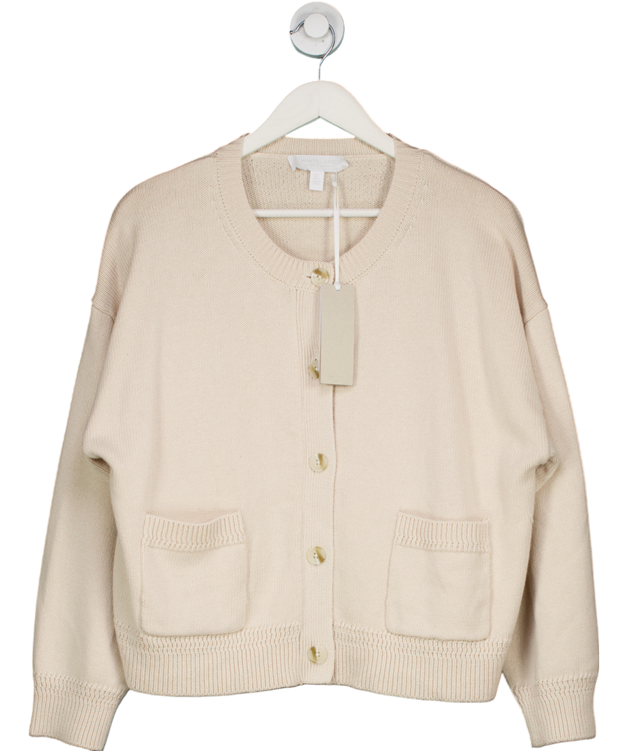 The White Company Cream Crew Neck Wool Blend Cardigan UK L