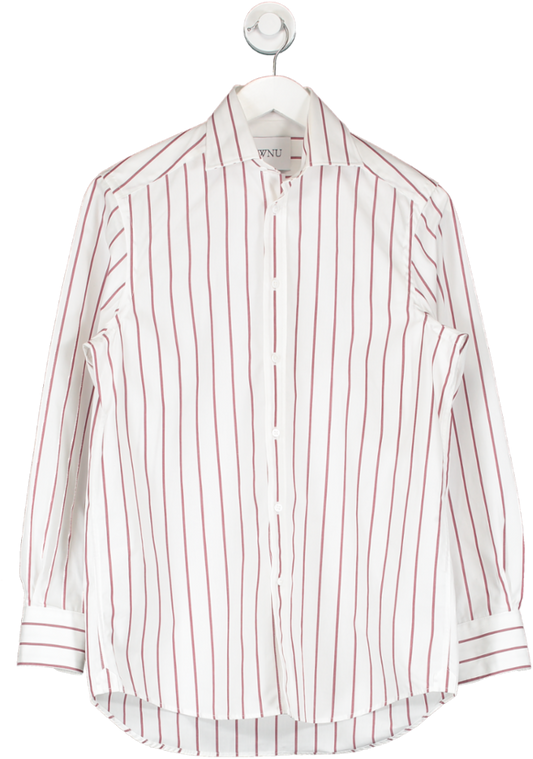 WNU Cream / Red The Boyfriend Weave Pinstripe shirt UK 10
