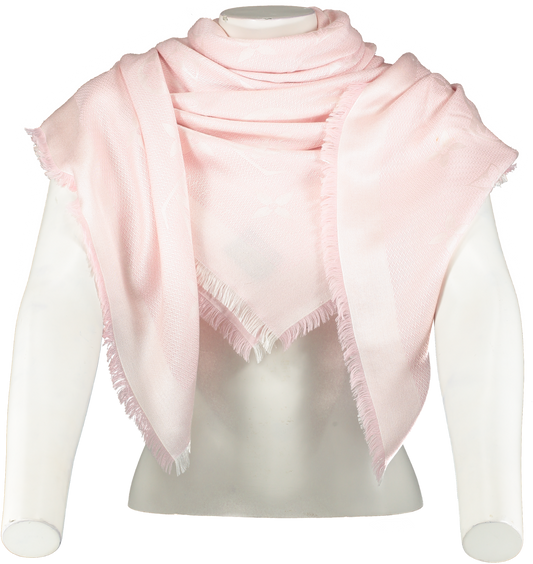 Louis Vuitton Pale Pink Silk/wool Large Logo Beyond Monogram Scarf /shawl One Size
