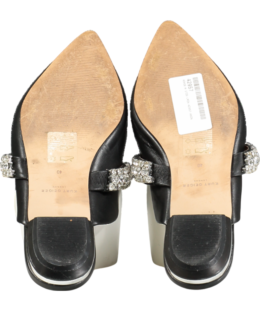 Kurt Geiger Black Princely Leather Flat Mules UK 7 EU 40 👠