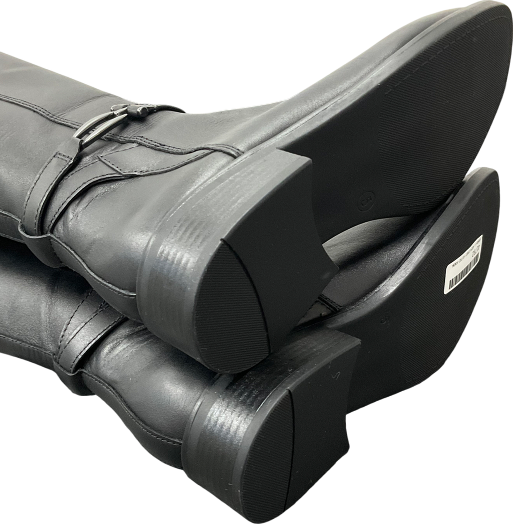 sainsburys TU Black Leather Long Length Rider Boots UK 5 EU 38 👠