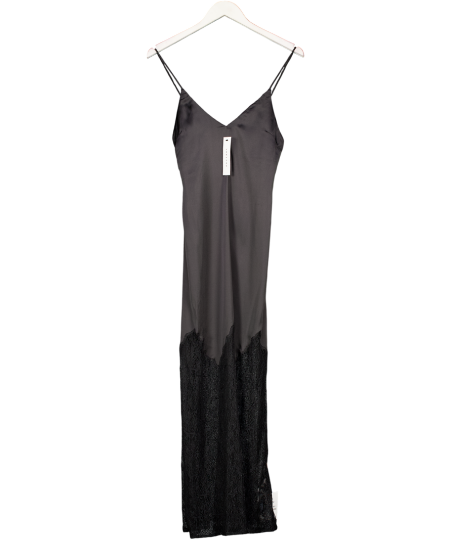 Topshop Lace Hem Midi Slip Dress In Black UK 4