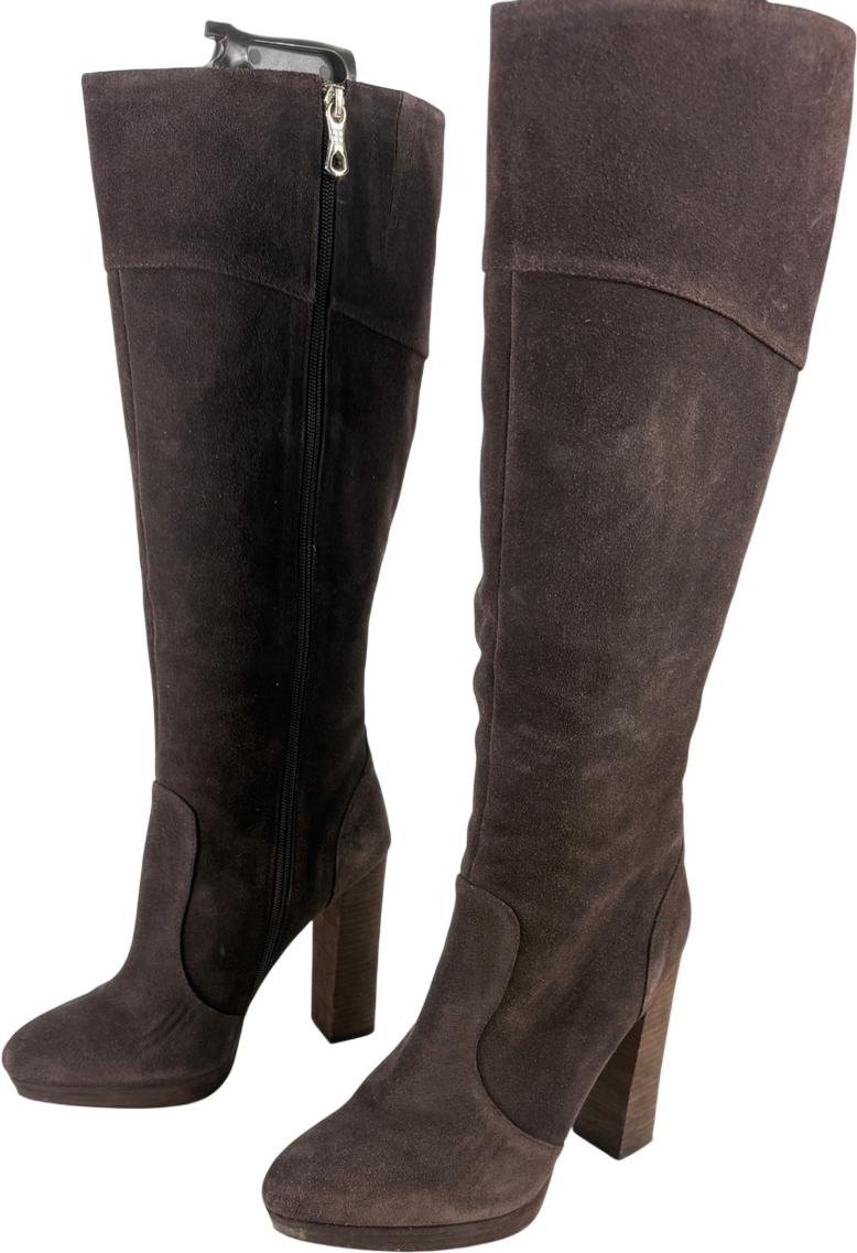 BCBGMAXAZRIA Brown Suede Knee High Boots Leather Soles US10 UK 7.5 EU 40.5