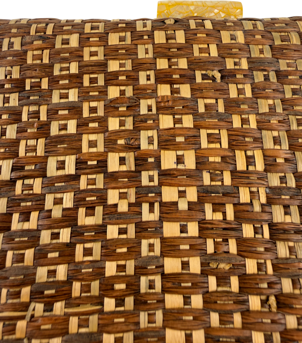 Kayu Brown Woven Straw Clutch Bag