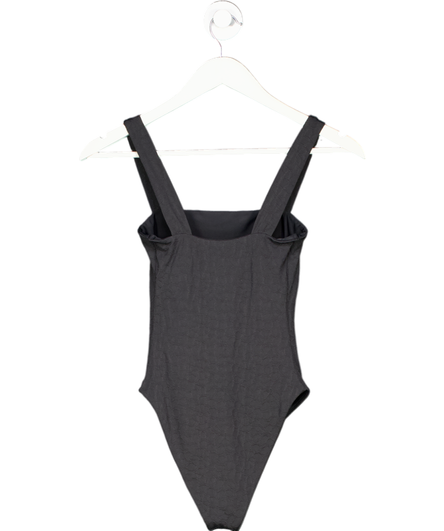 House of Harlow 1960 Black Black, One Piece Flower Embossed Swimsuit UK XS