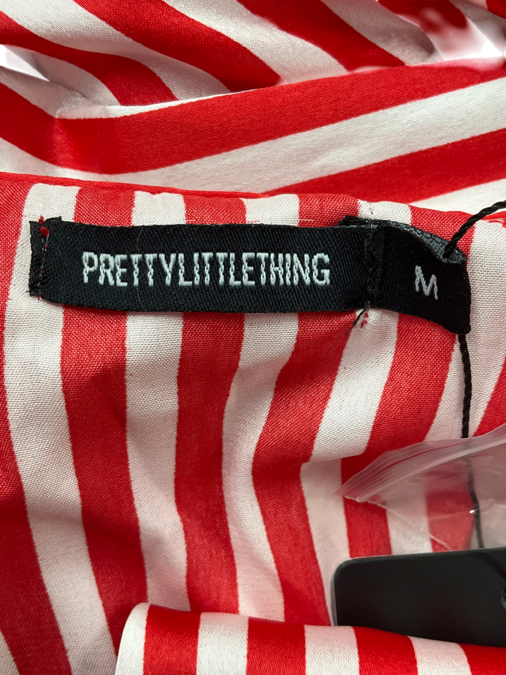 PrettyLittleThing Red Stripe Oversized Long Satin Pj Set UK M