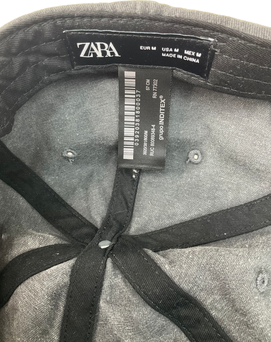 ZARA Jean Grey Cap UK M