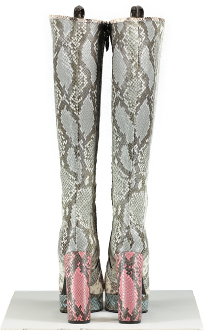 CASADEI Grey Snakeskin Knee High Boots UK 6 EU 39 👠