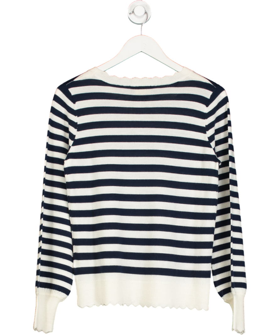 Wyse London Cream Fleurine Scallop Jumper - Midnight/ecru Stripe UK S